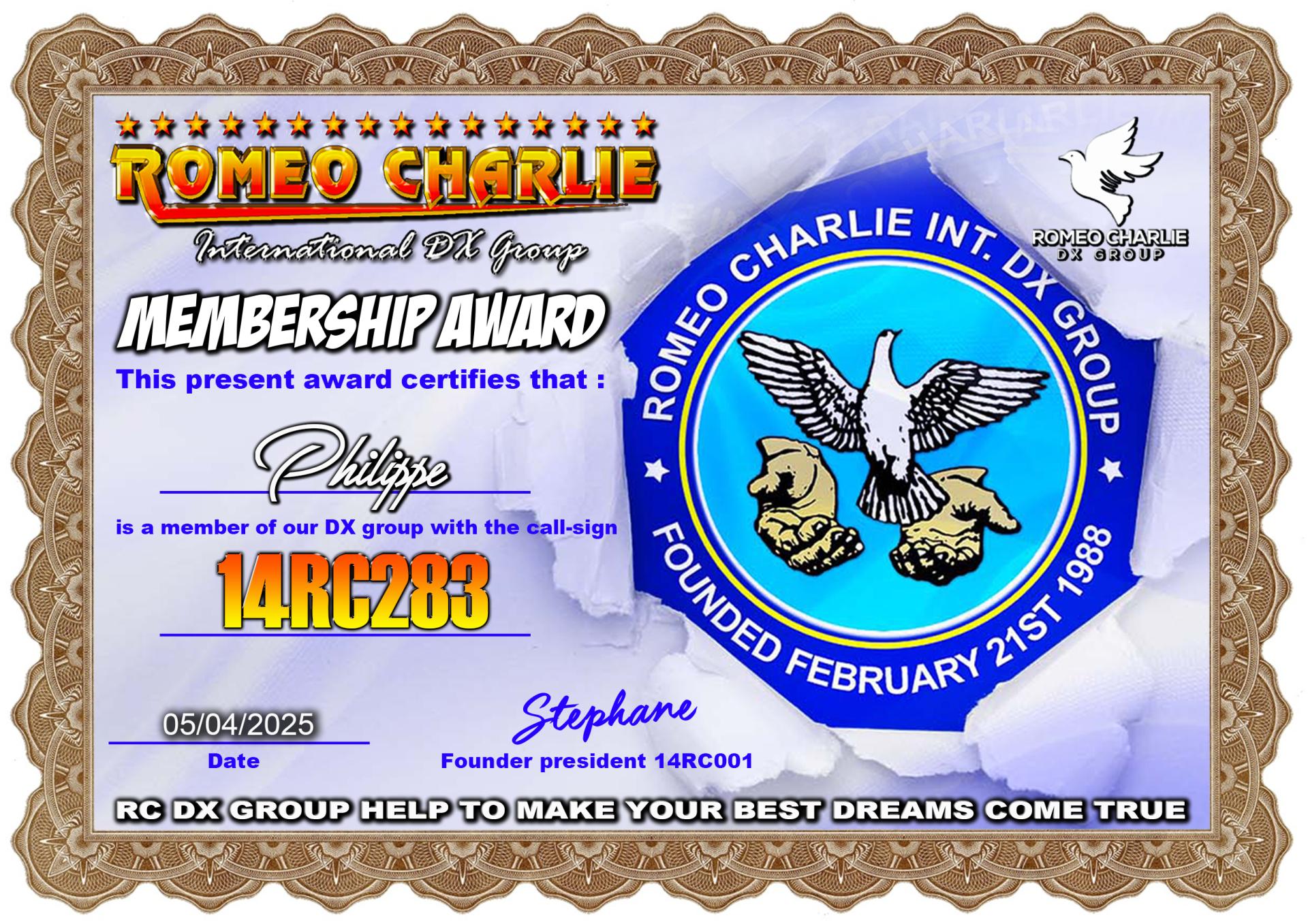 Certificate 14rc283